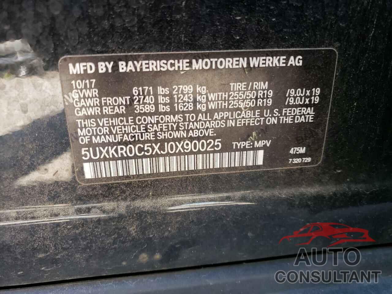 BMW X5 2018 - 5UXKR0C5XJ0X90025