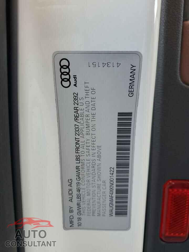 AUDI A4 2019 - WAUGMAF4XKN001422