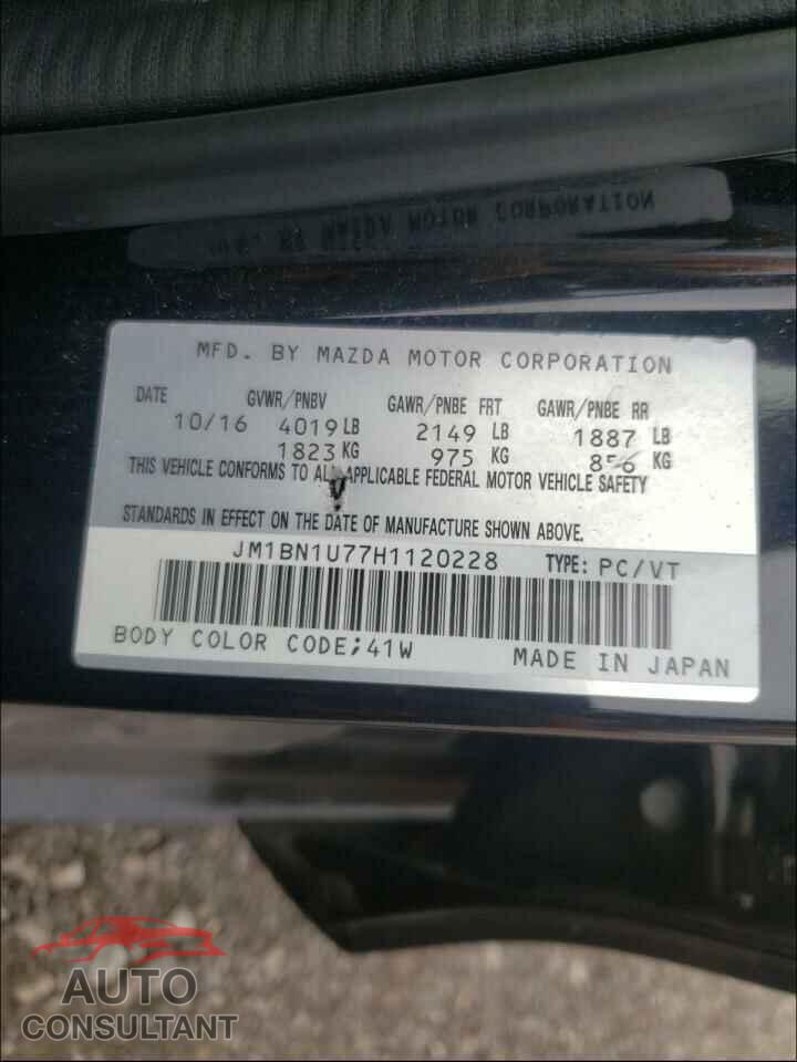 MAZDA 3 2017 - JM1BN1U77H1120228
