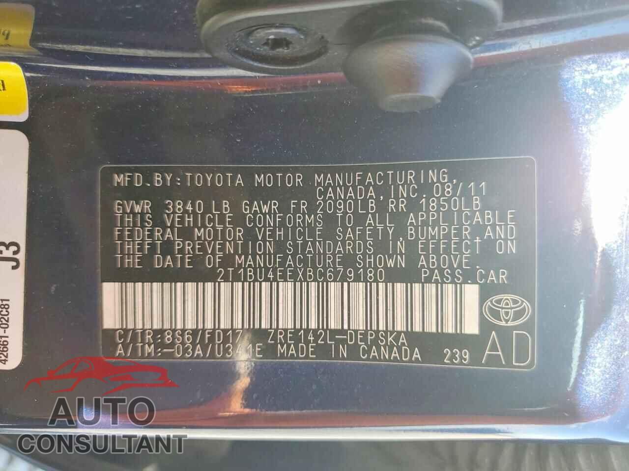 TOYOTA COROLLA 2011 - 2T1BU4EEXBC679180