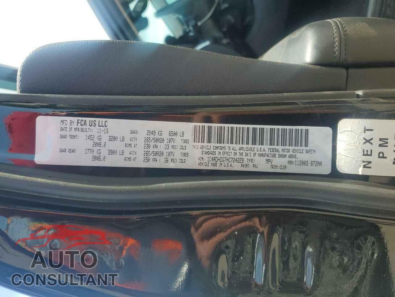 DODGE DURANGO 2017 - 1C4RDHDG7HC724229
