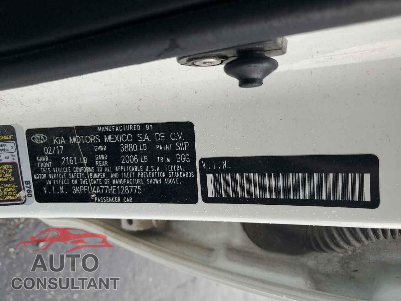 KIA FORTE 2017 - 3KPFL4A77HE128775