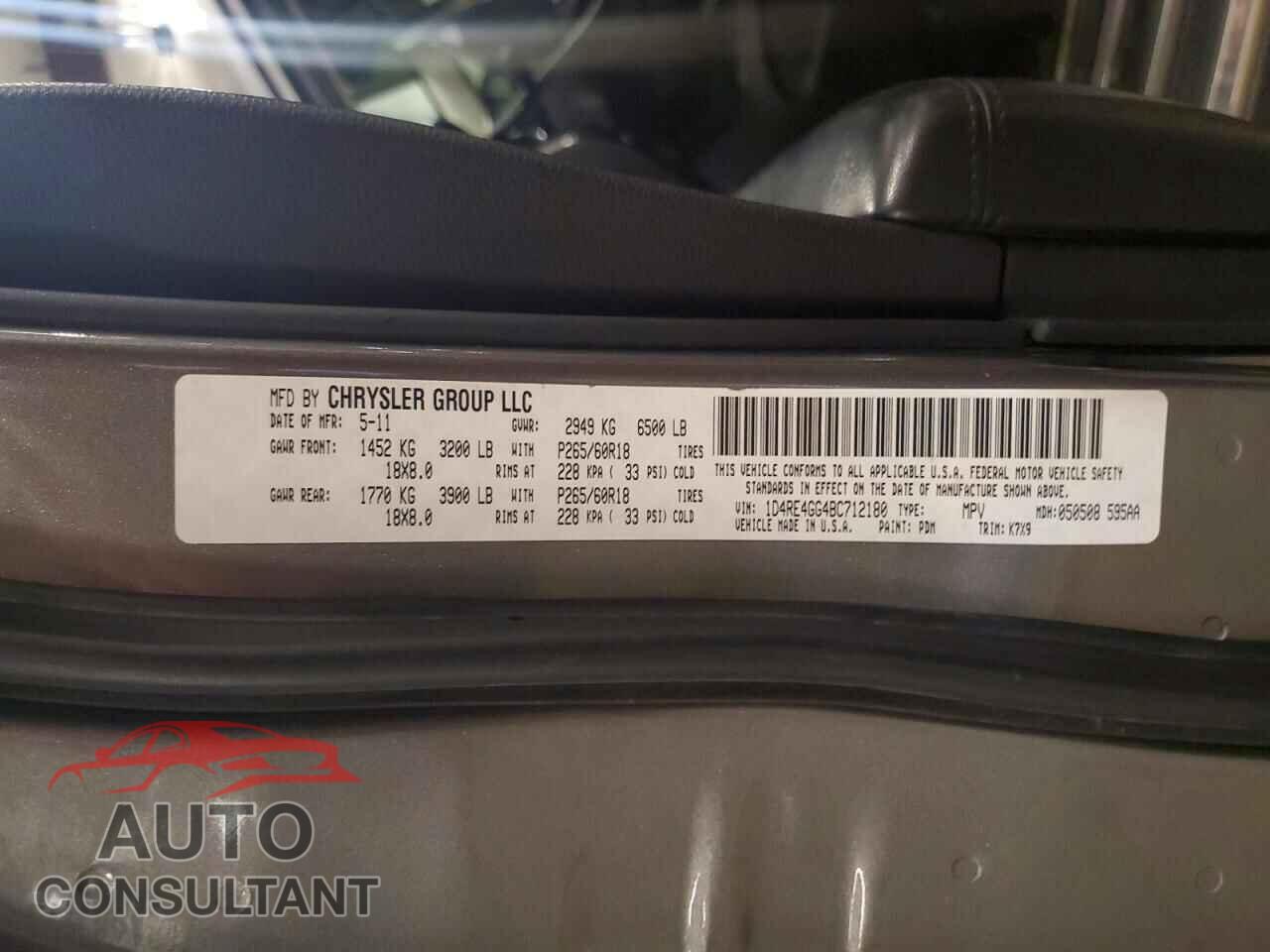 DODGE DURANGO 2011 - 1D4RE4GG4BC712180
