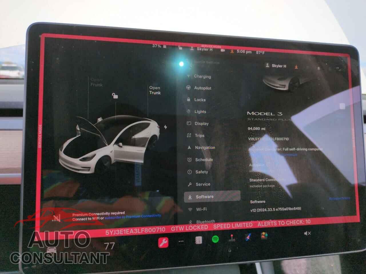 TESLA MODEL 3 2020 - 5YJ3E1EA3LF800710