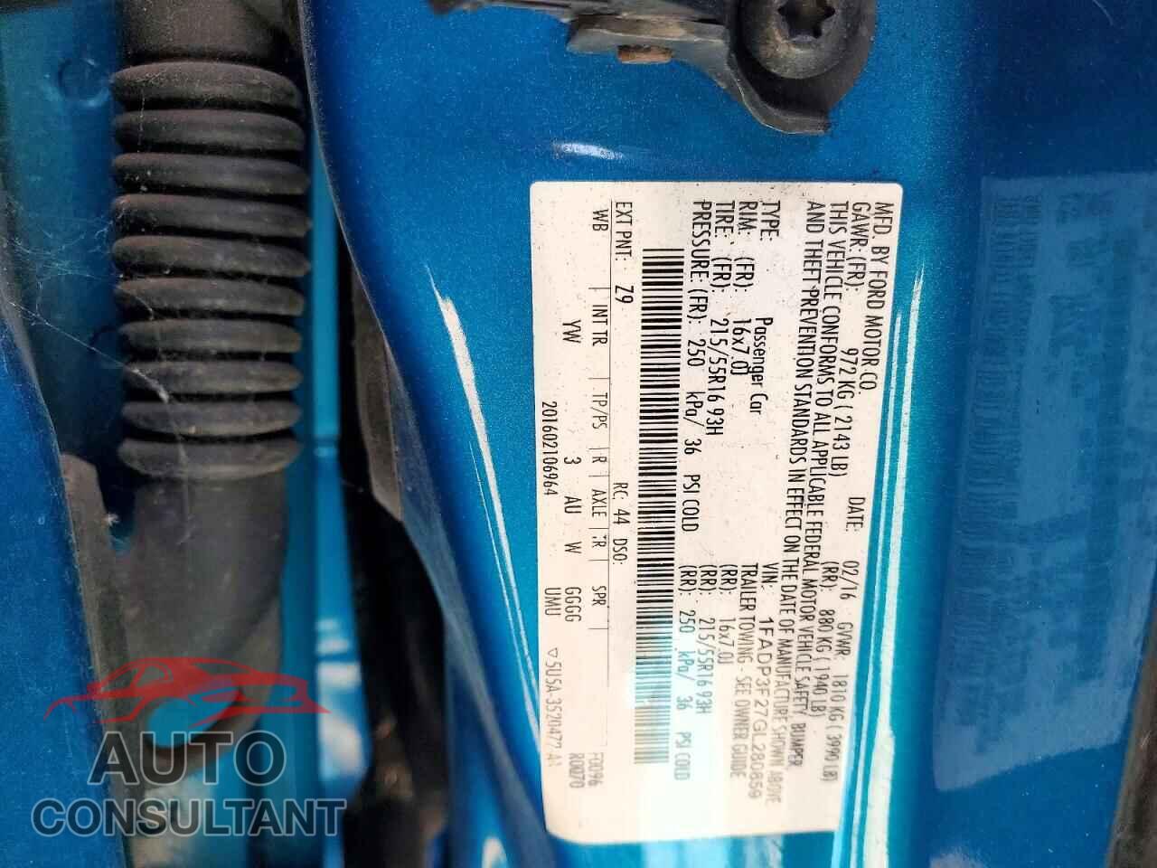 FORD FOCUS 2016 - 1FADP3F27GL280859