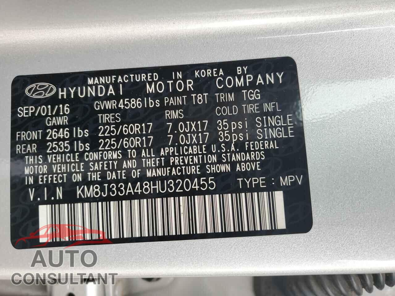 HYUNDAI TUCSON 2017 - KM8J33A48HU320455