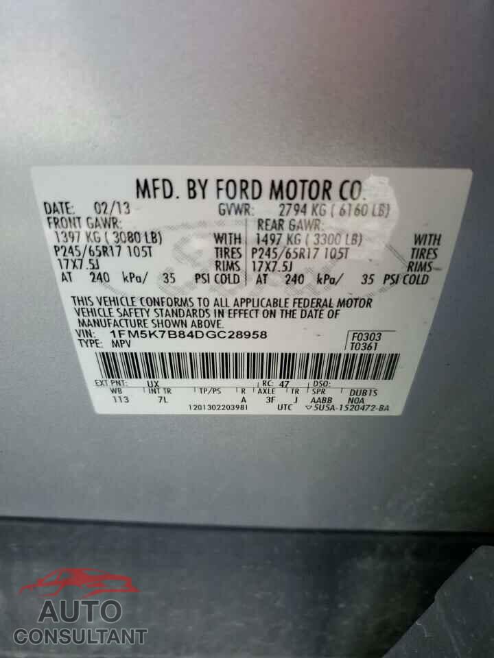 FORD EXPLORER 2013 - 1FM5K7B84DGC28958