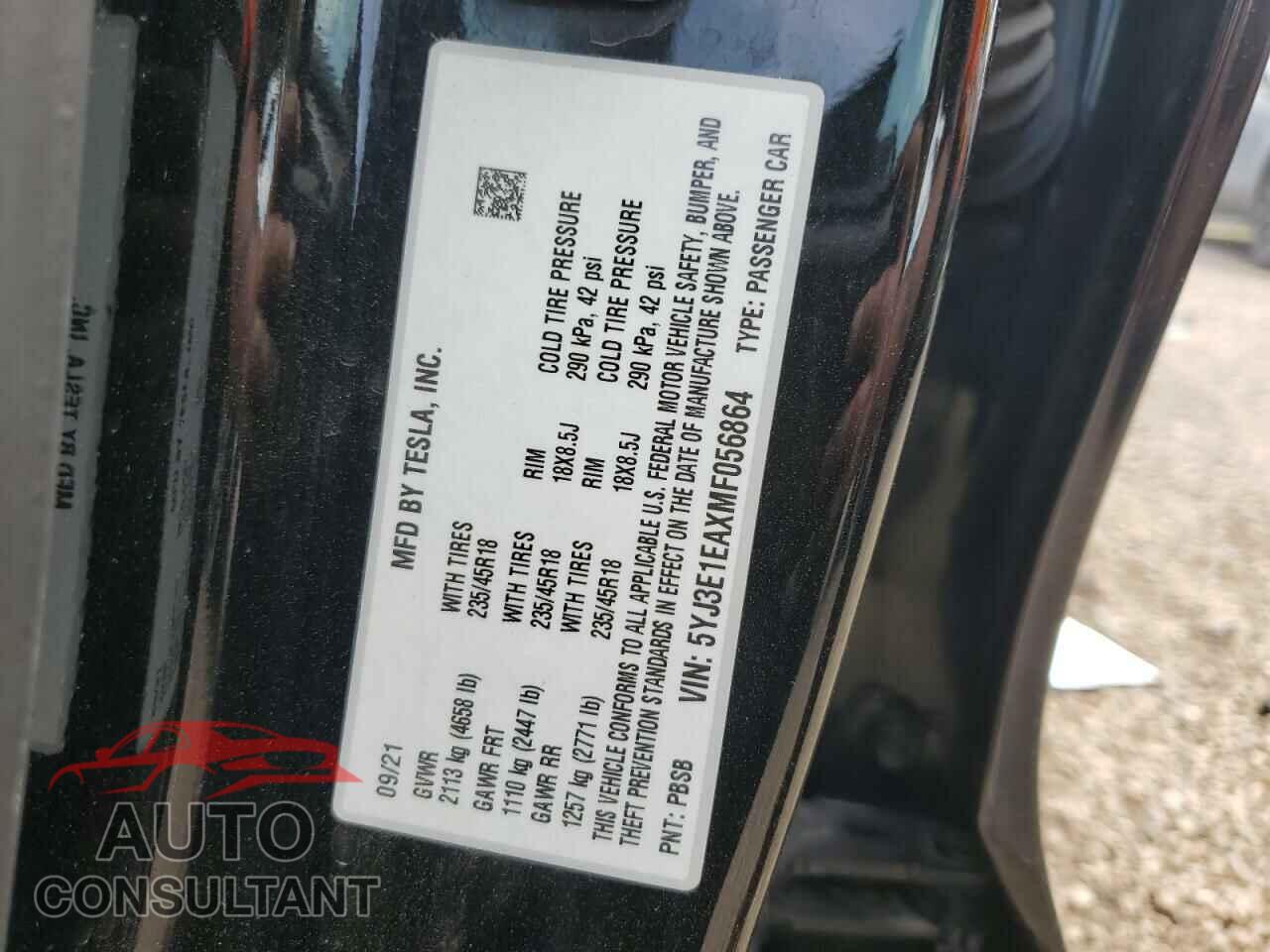 TESLA MODEL 3 2021 - 5YJ3E1EAXMF056864