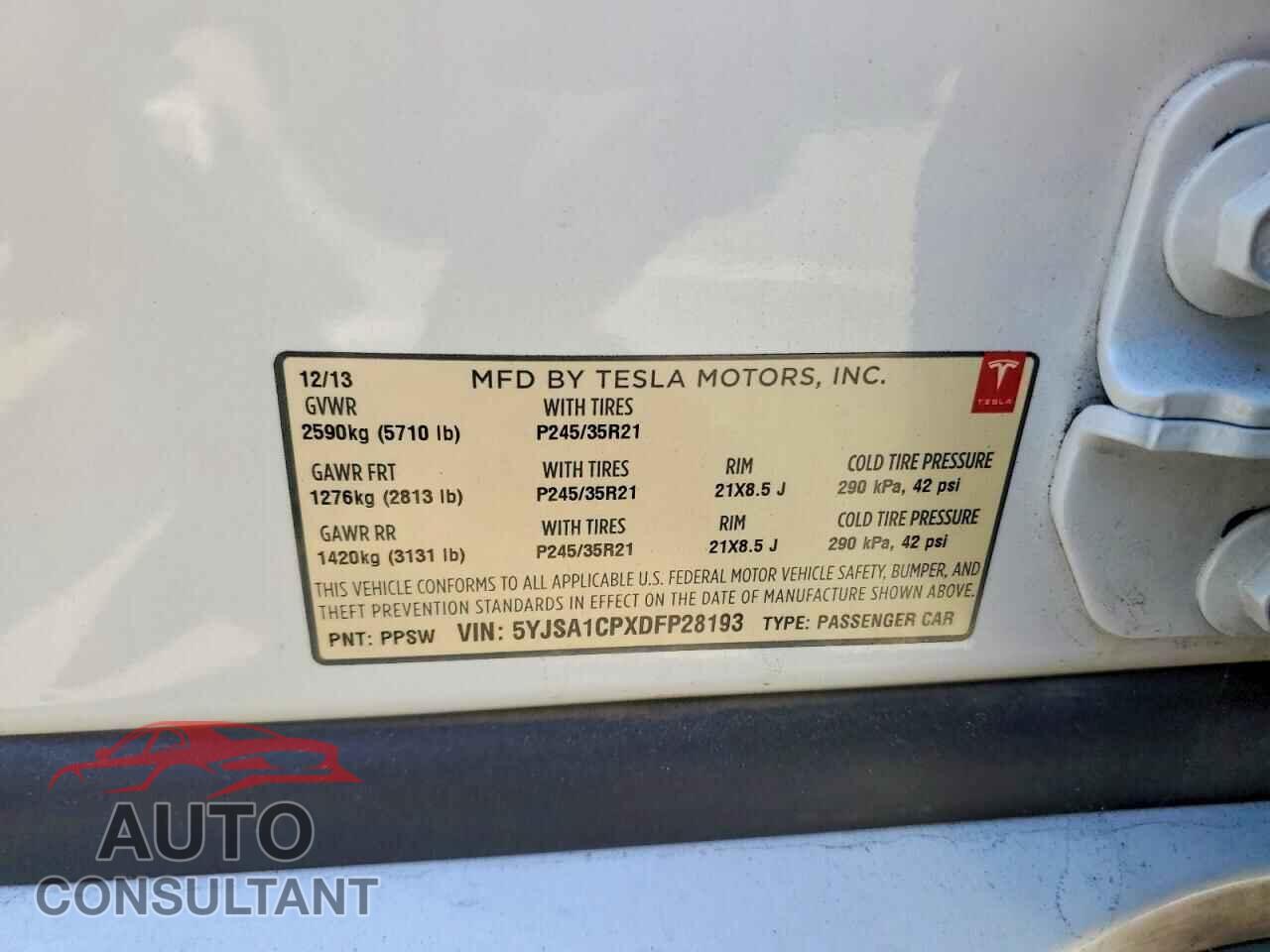 TESLA MODEL S 2013 - 5YJSA1CPXDFP28193