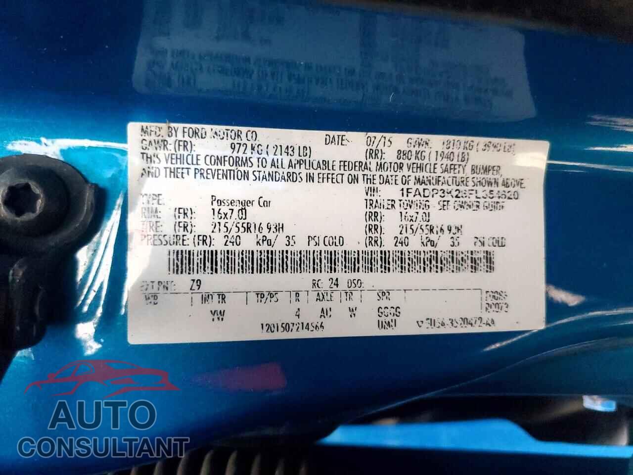 FORD FOCUS 2015 - 1FADP3K28FL354620