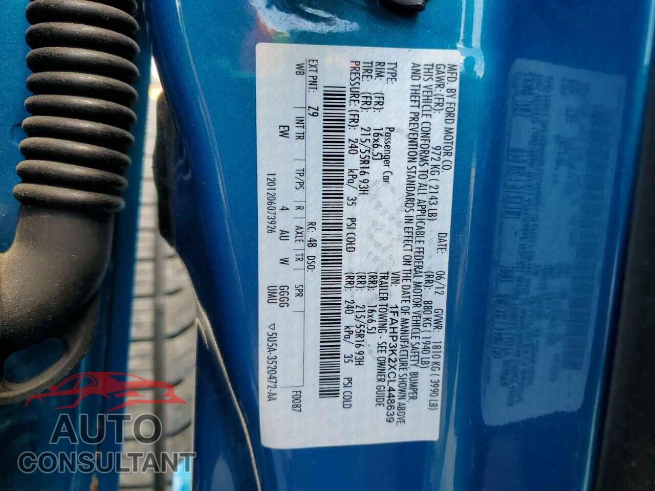 FORD FOCUS 2012 - 1FAHP3K2XCL448639
