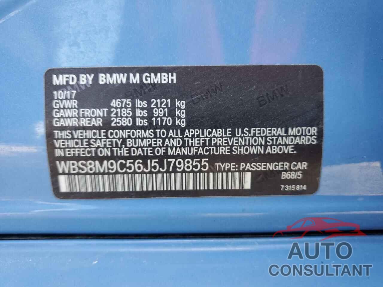 BMW M3 2018 - WBS8M9C56J5J79855