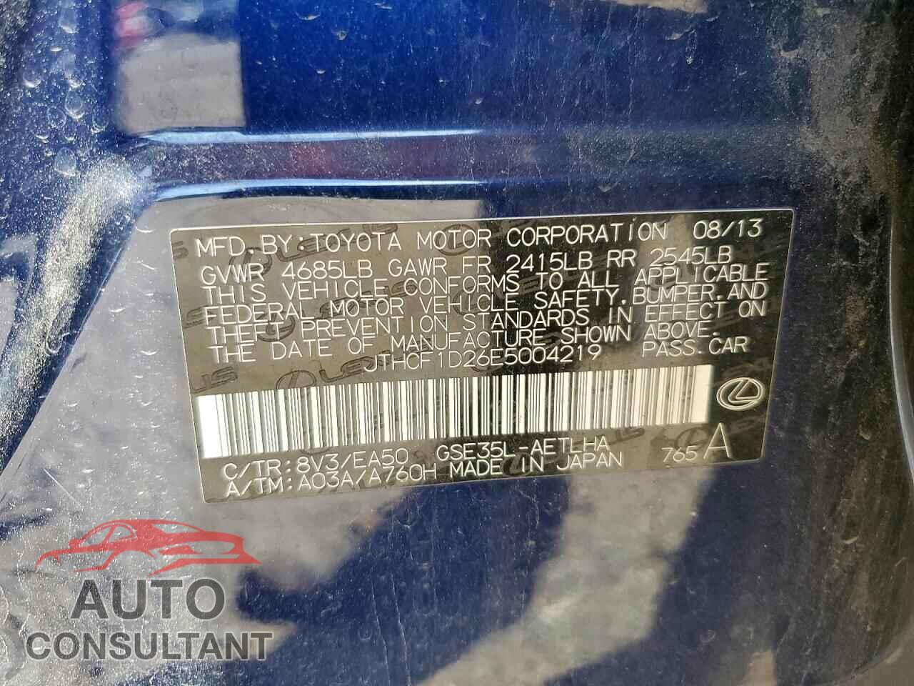 LEXUS IS 2014 - JTHCF1D26E5004219