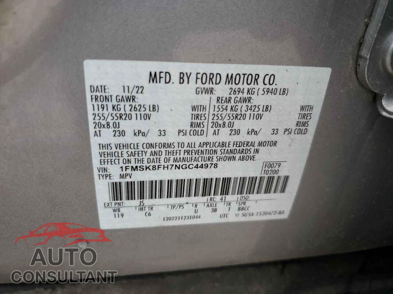 FORD EXPLORER 2022 - 1FMSK8FH7NGC44978