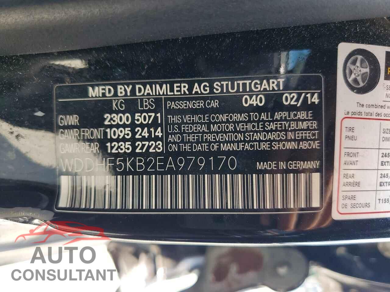 MERCEDES-BENZ E-CLASS 2014 - WDDHF5KB2EA979170
