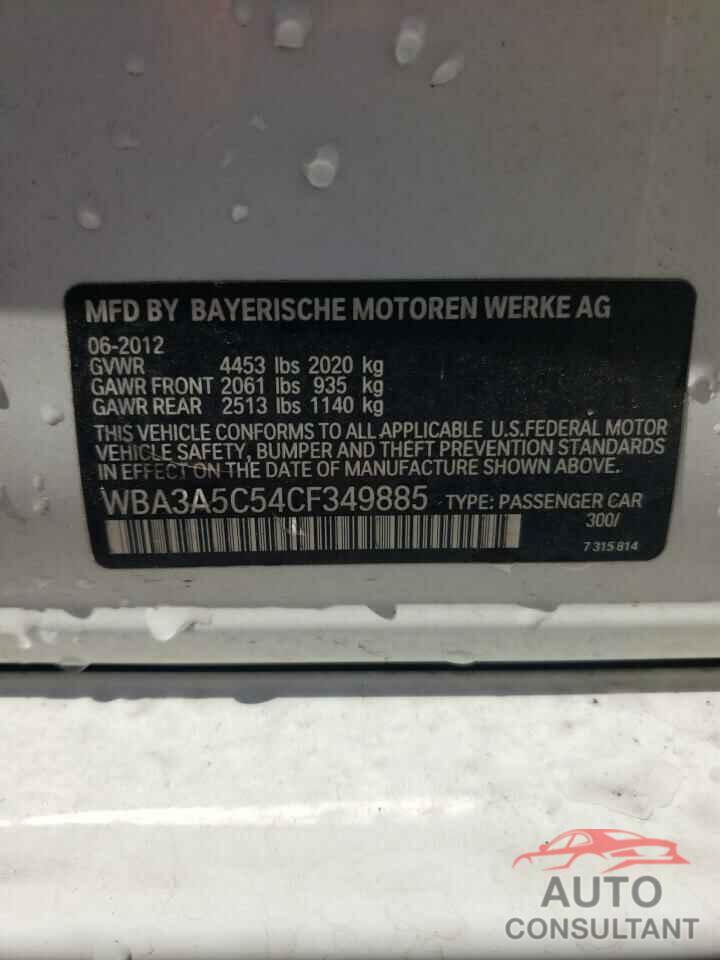 BMW 3 SERIES 2012 - WBA3A5C54CF349885