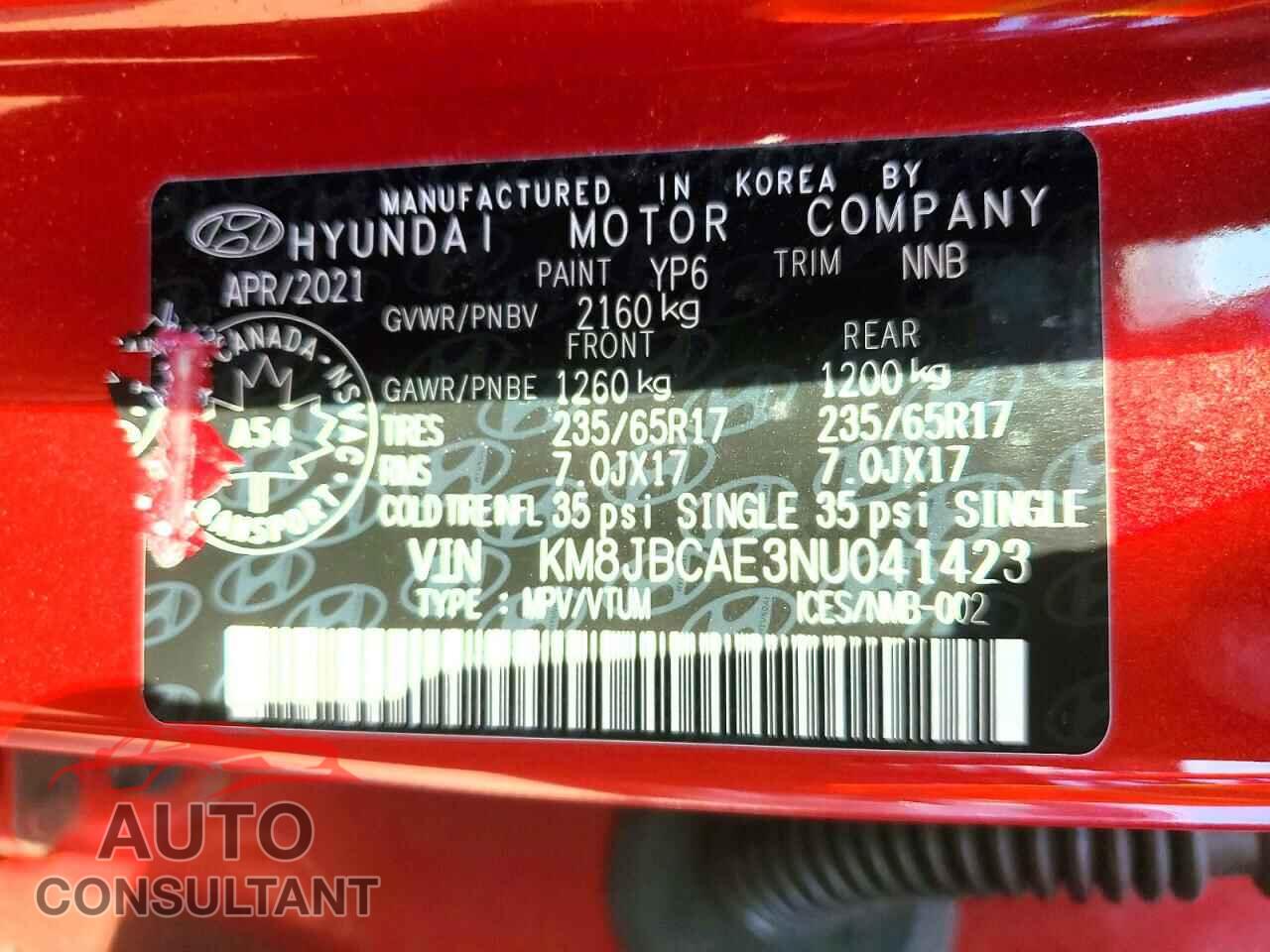 HYUNDAI TUCSON 2022 - KM8JBCAE3NU041423