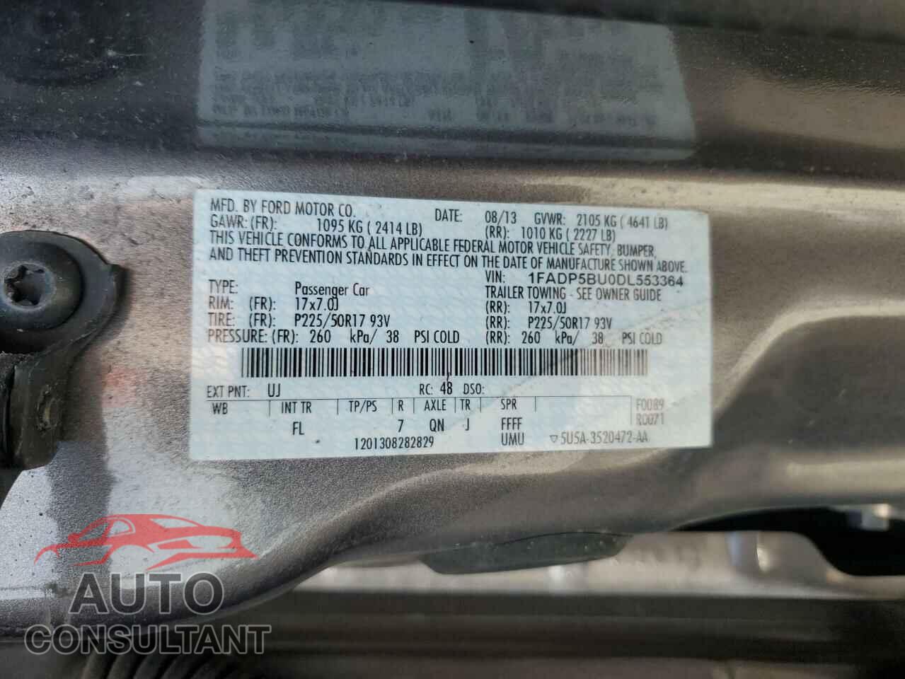 FORD CMAX 2013 - 1FADP5BU0DL553364