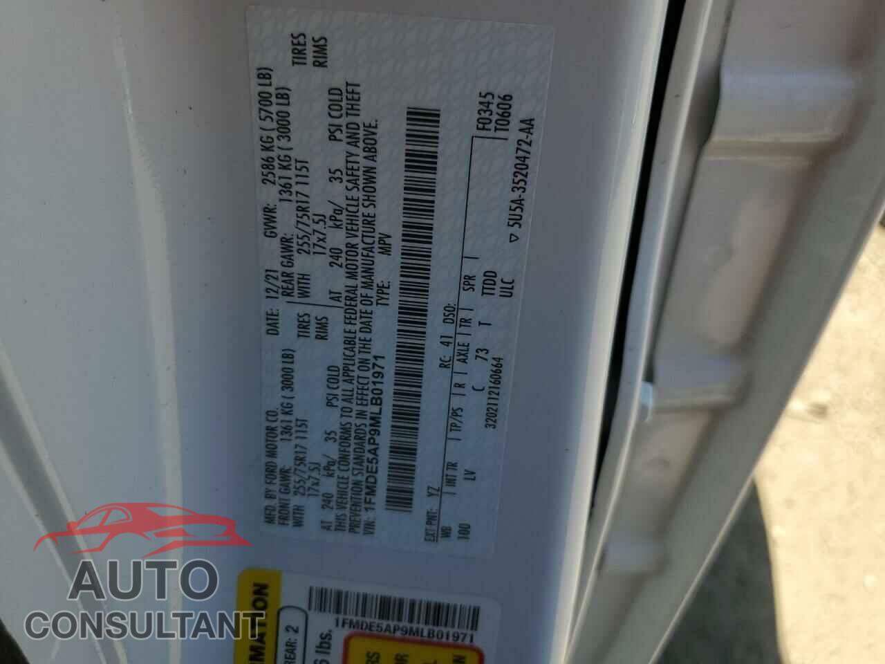 FORD BRONCO 2021 - 1FMDE5AP9MLB01971