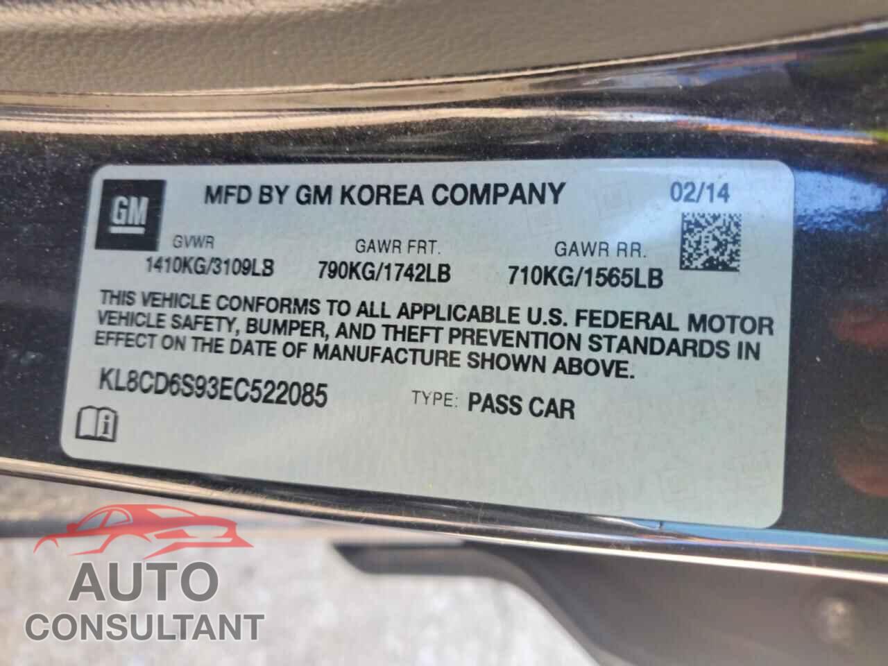 CHEVROLET SPARK 2014 - KL8CD6S93EC522085