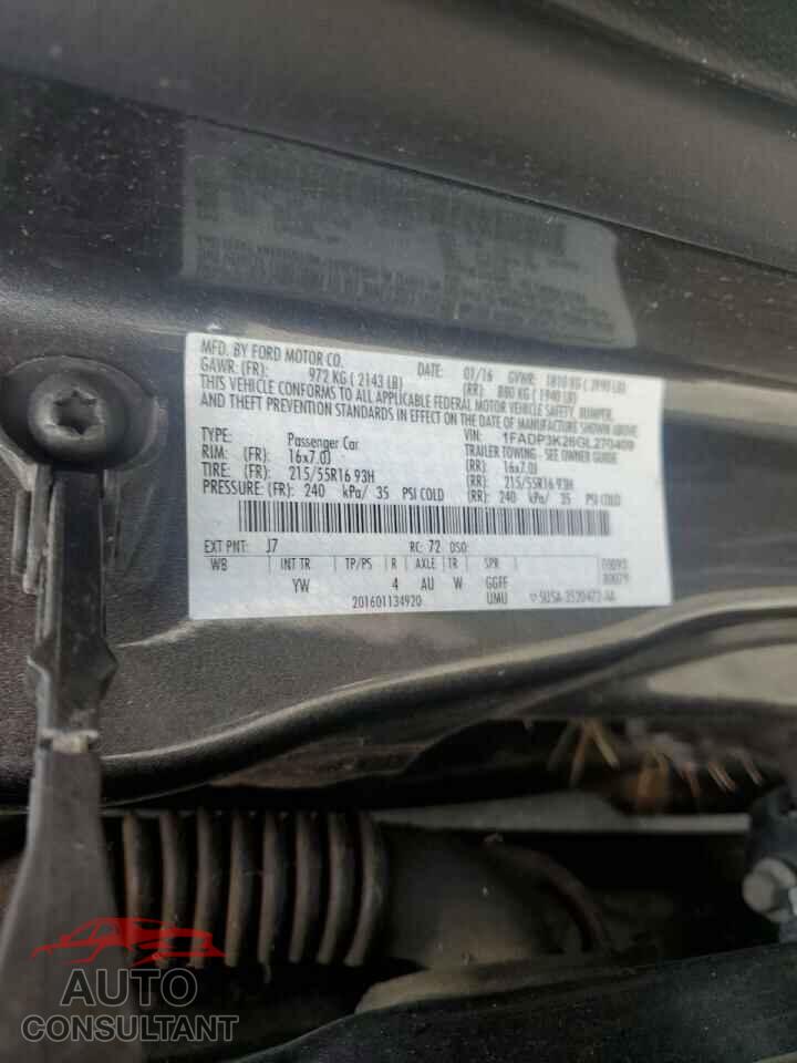 FORD FOCUS 2016 - 1FADP3K26GL270409