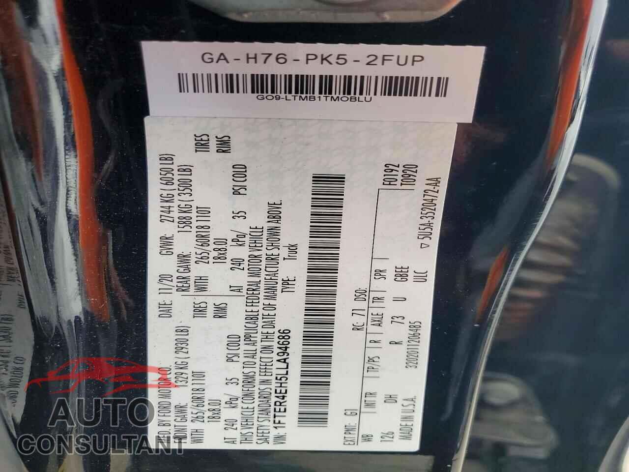 FORD RANGER 2020 - 1FTER4EH5LLA94686