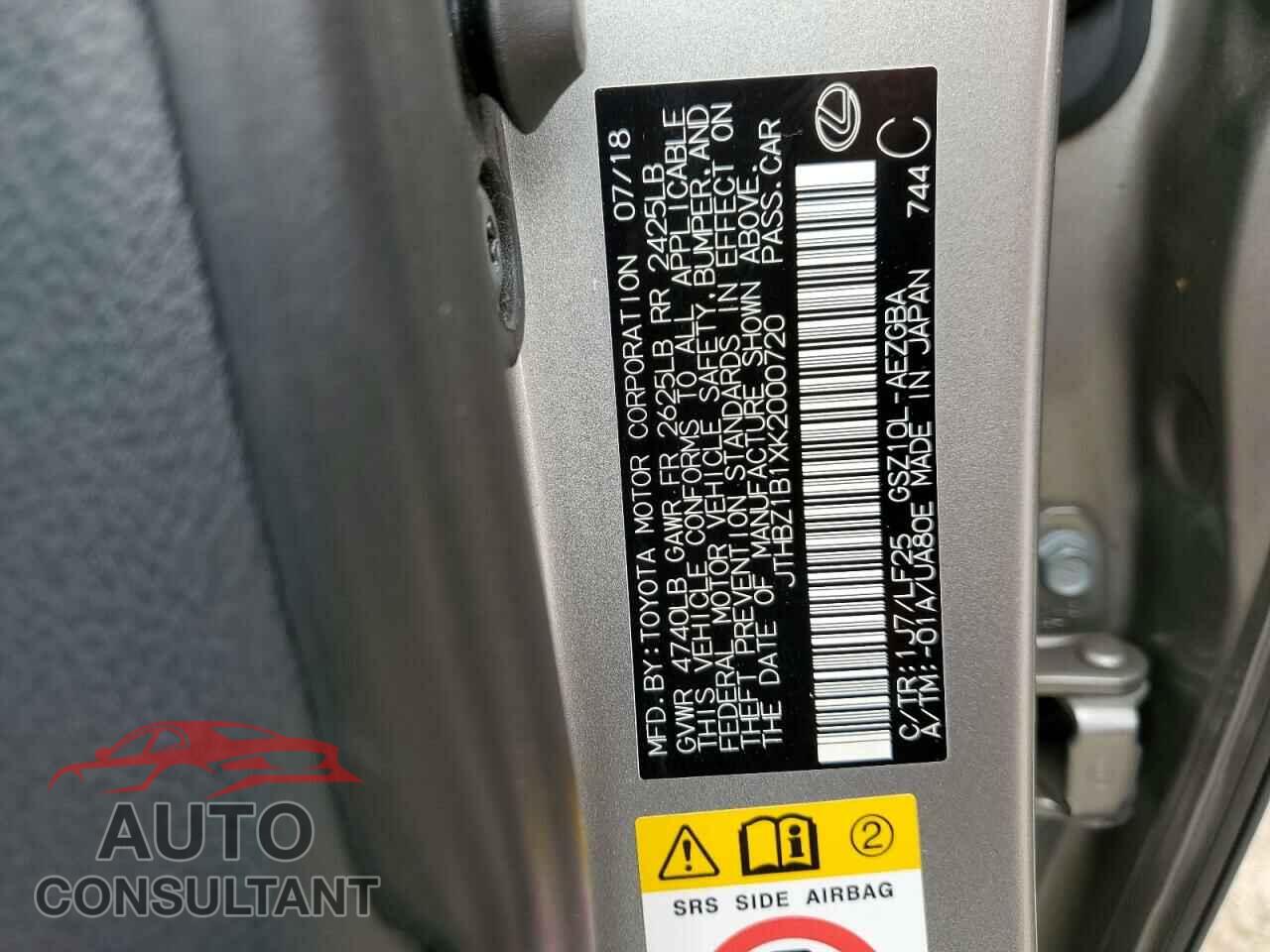 LEXUS ES350 2019 - JTHBZ1B1XK2000720