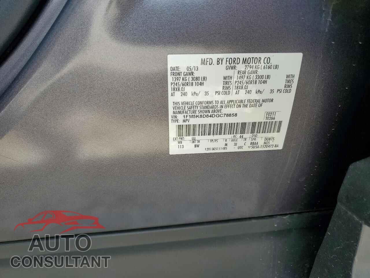 FORD EXPLORER 2013 - 1FM5K8D84DGC78858