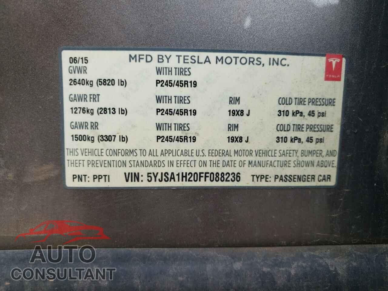 TESLA MODEL S 2015 - 5YJSA1H20FF088236