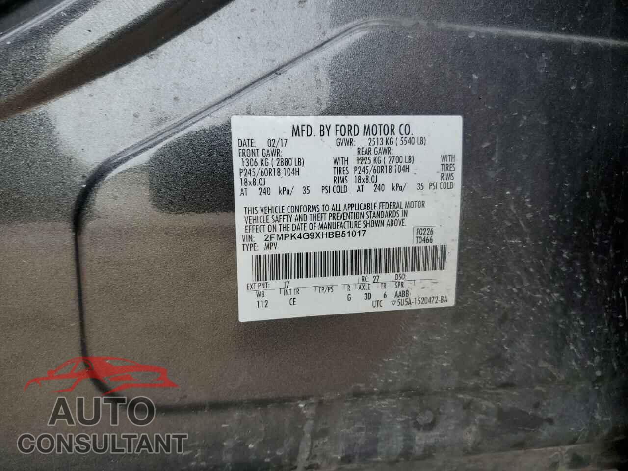 FORD EDGE 2017 - 2FMPK4G9XHBB51017