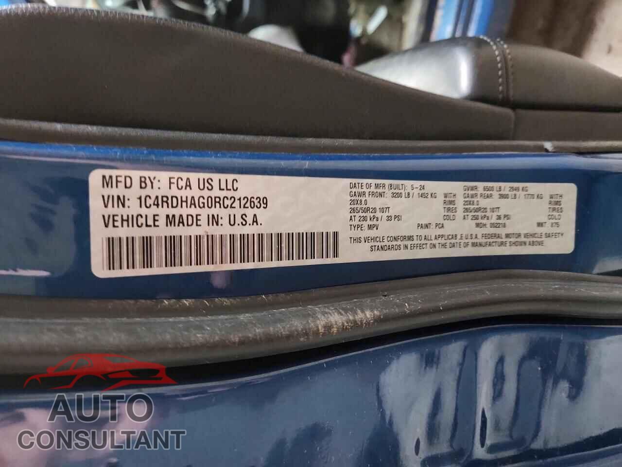 DODGE DURANGO 2024 - 1C4RDHAG0RC212639