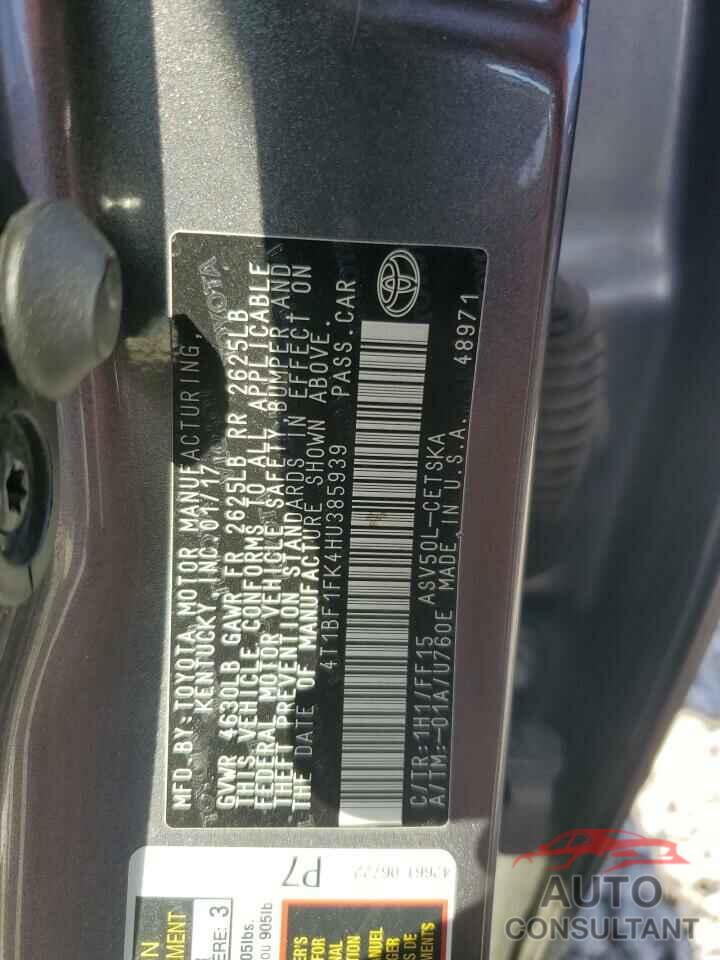 TOYOTA CAMRY 2017 - 4T1BF1FK4HU385939
