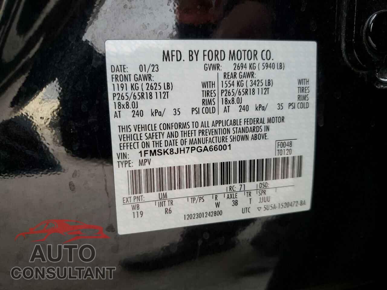FORD EXPLORER 2023 - 1FMSK8JH7PGA66001