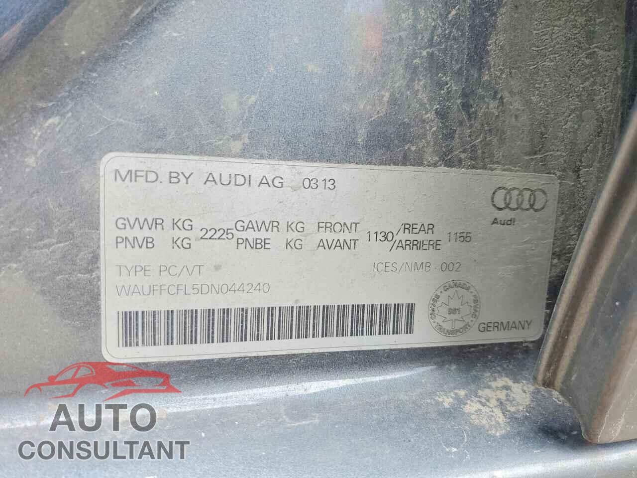 AUDI A4 2013 - WAUFFCFL5DN044240