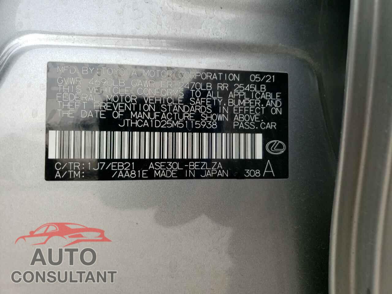 LEXUS IS 2021 - JTHCA1D25M5115938