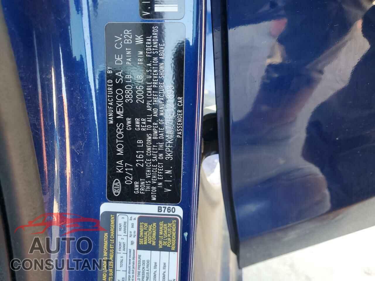 KIA FORTE 2017 - 3KPFK4A77HE121893