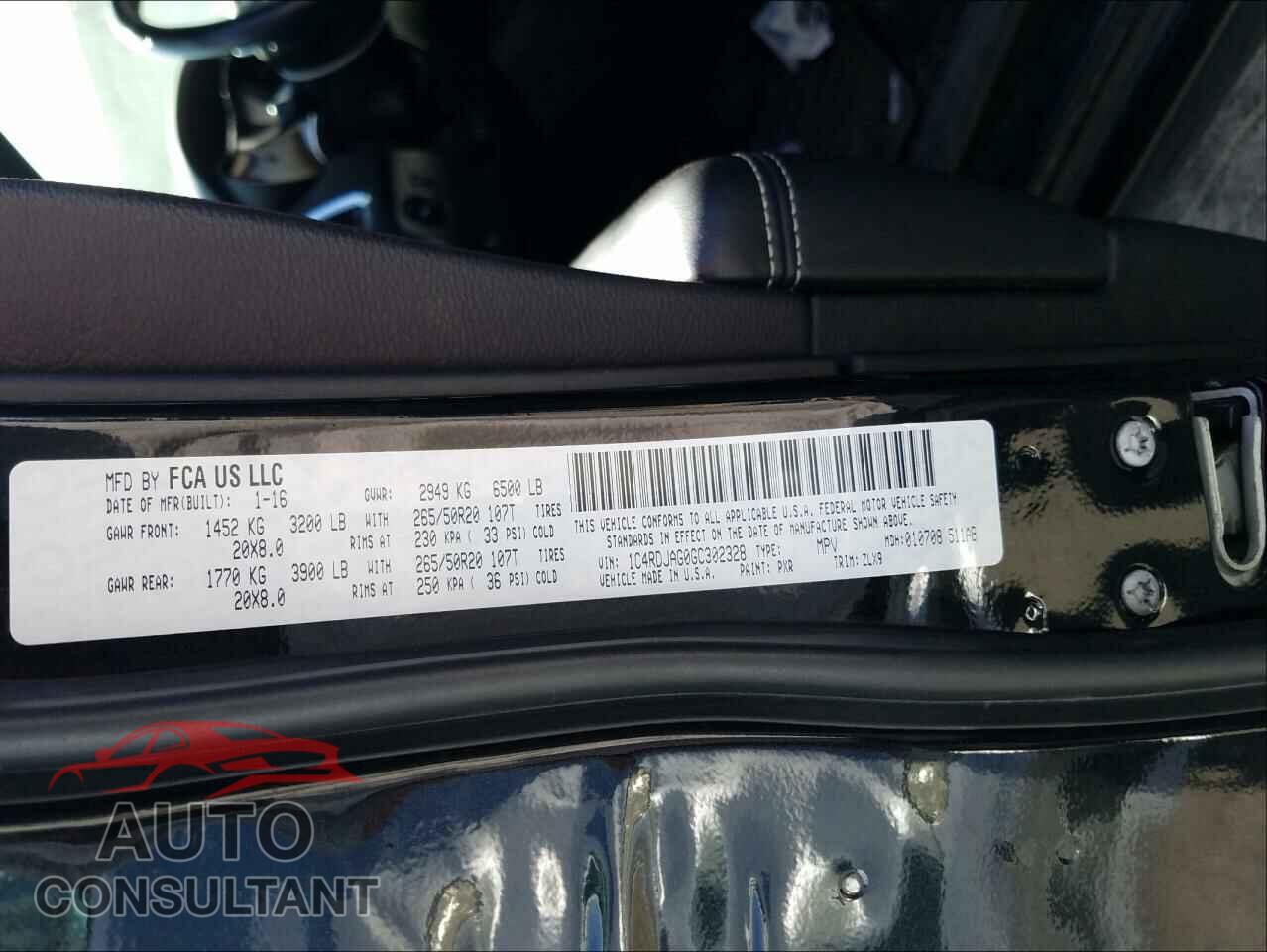 DODGE DURANGO 2016 - 1C4RDJAG0GC302328