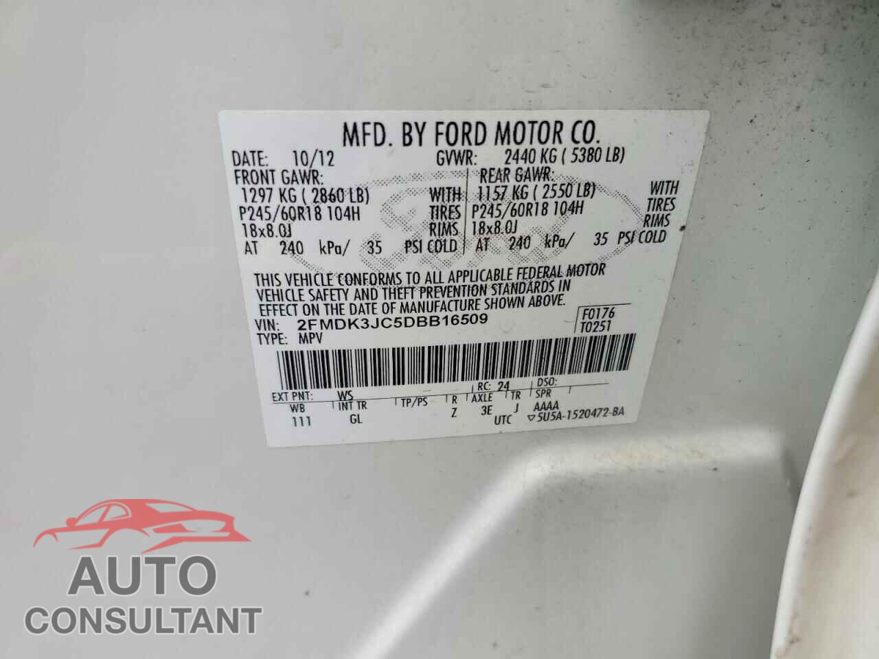 FORD EDGE 2013 - 2FMDK3JC5DBB16509