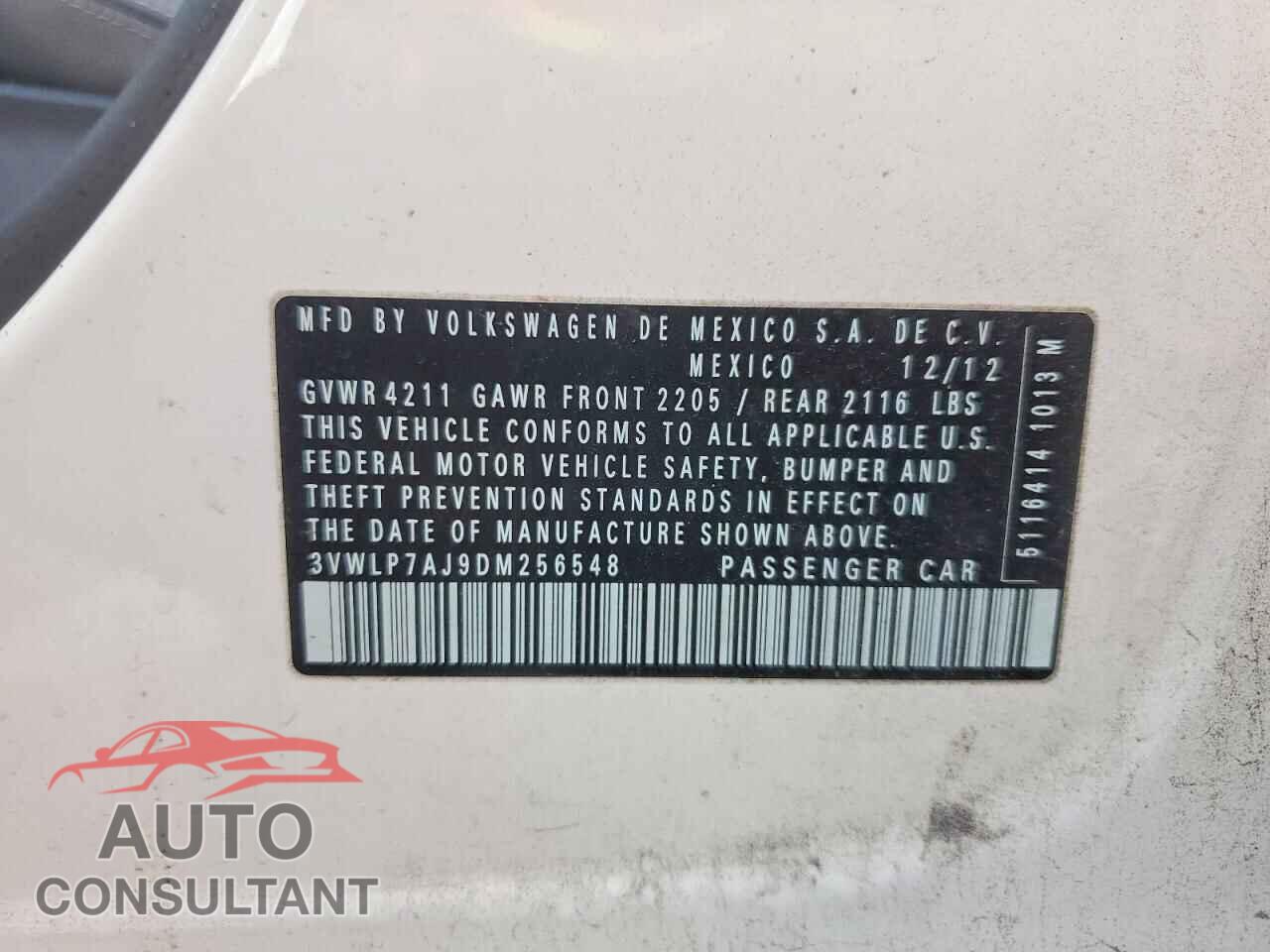 VOLKSWAGEN JETTA 2013 - 3VWLP7AJ9DM256548