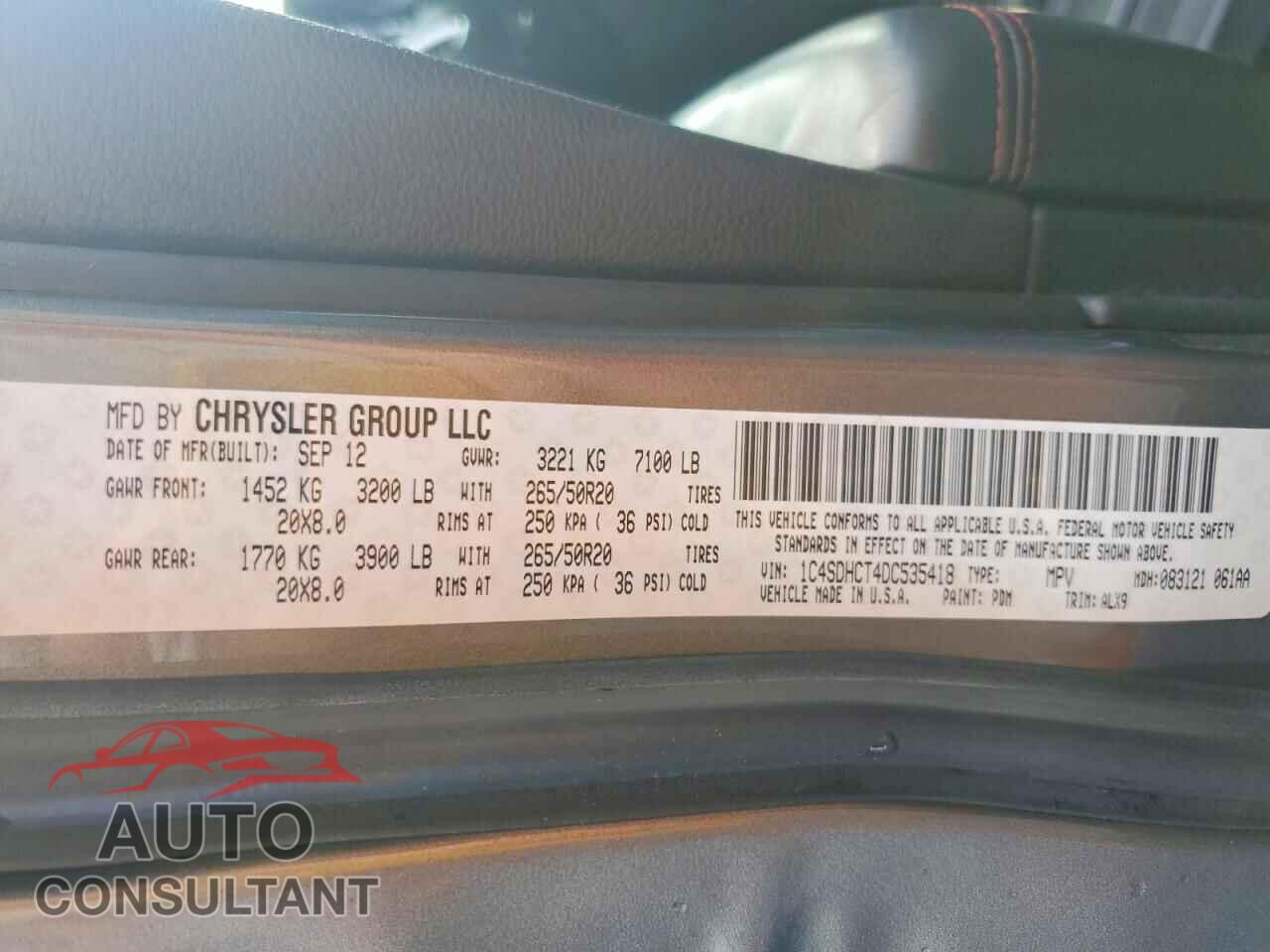 DODGE DURANGO 2013 - 1C4SDHCT4DC535418