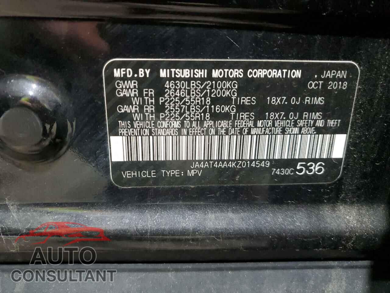 MITSUBISHI ECLIPSE 2019 - JA4AT4AA4KZ014549