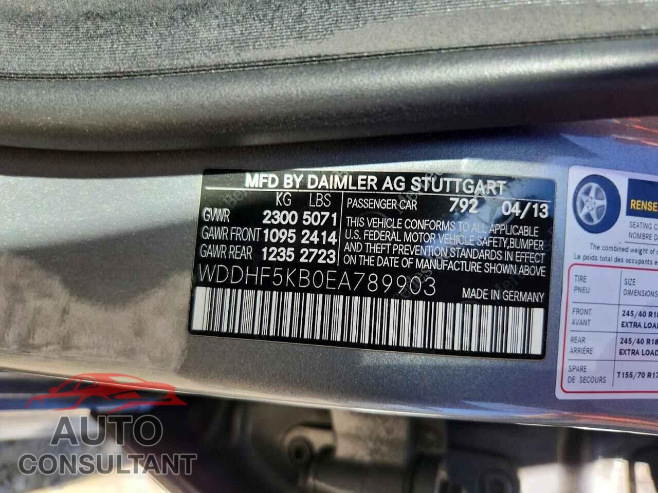 MERCEDES-BENZ E-CLASS 2014 - WDDHF5KB0EA789903