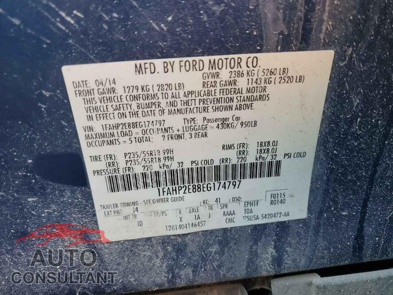 FORD TAURUS 2014 - 1FAHP2E88EG174797