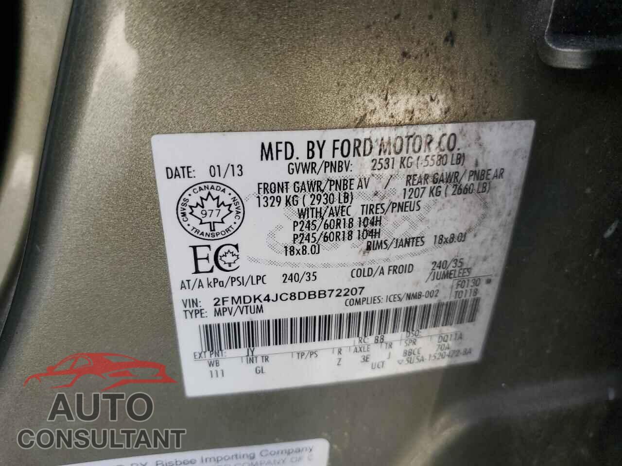 FORD EDGE 2013 - 2FMDK4JC8DBB72207