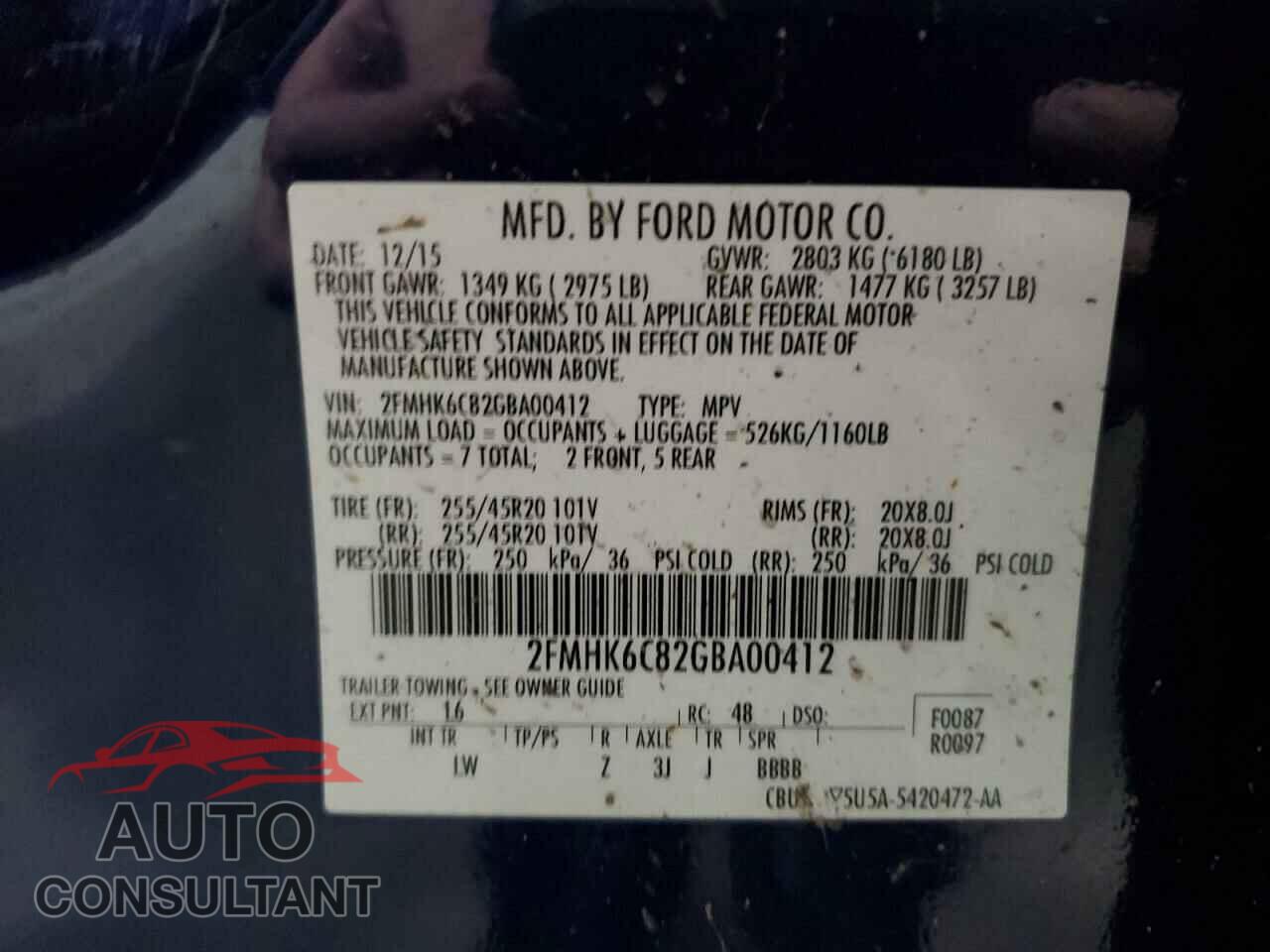 FORD FLEX 2016 - 2FMHK6C82GBA00412