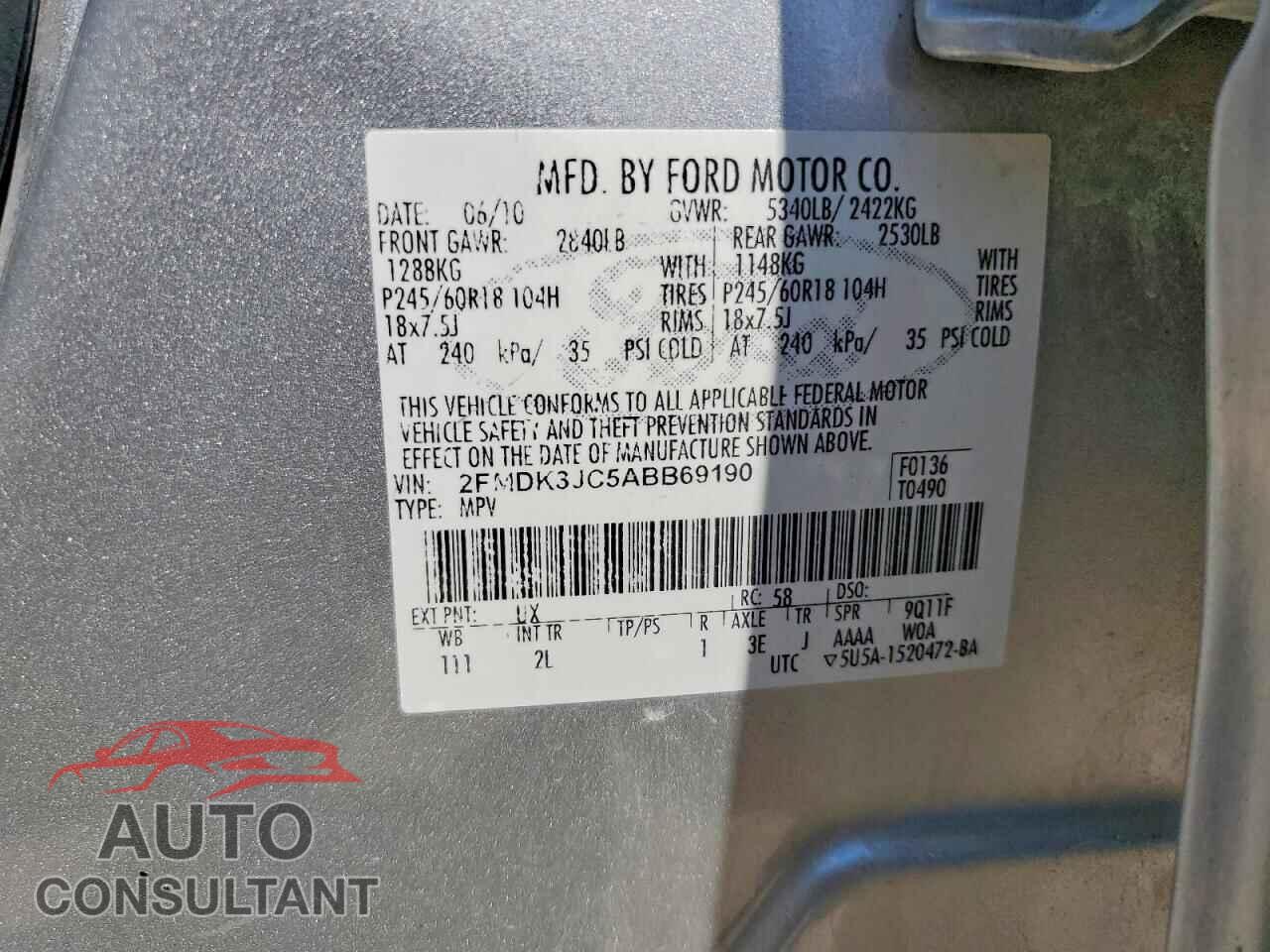 FORD EDGE 2010 - 2FMDK3JC5ABB69190