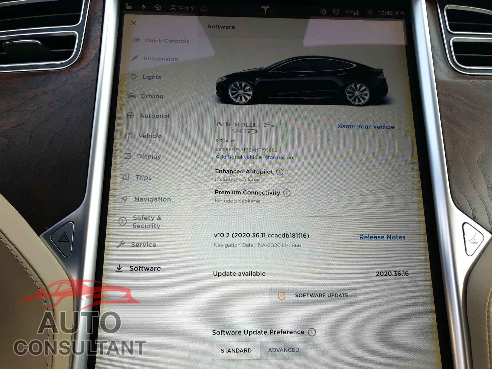 TESLA MODEL S 2017 - 5YJSA1E2XHF195883
