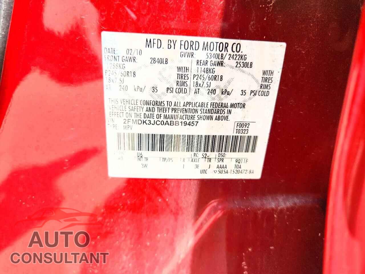 FORD EDGE 2010 - 2FMDK3JC0ABB19457