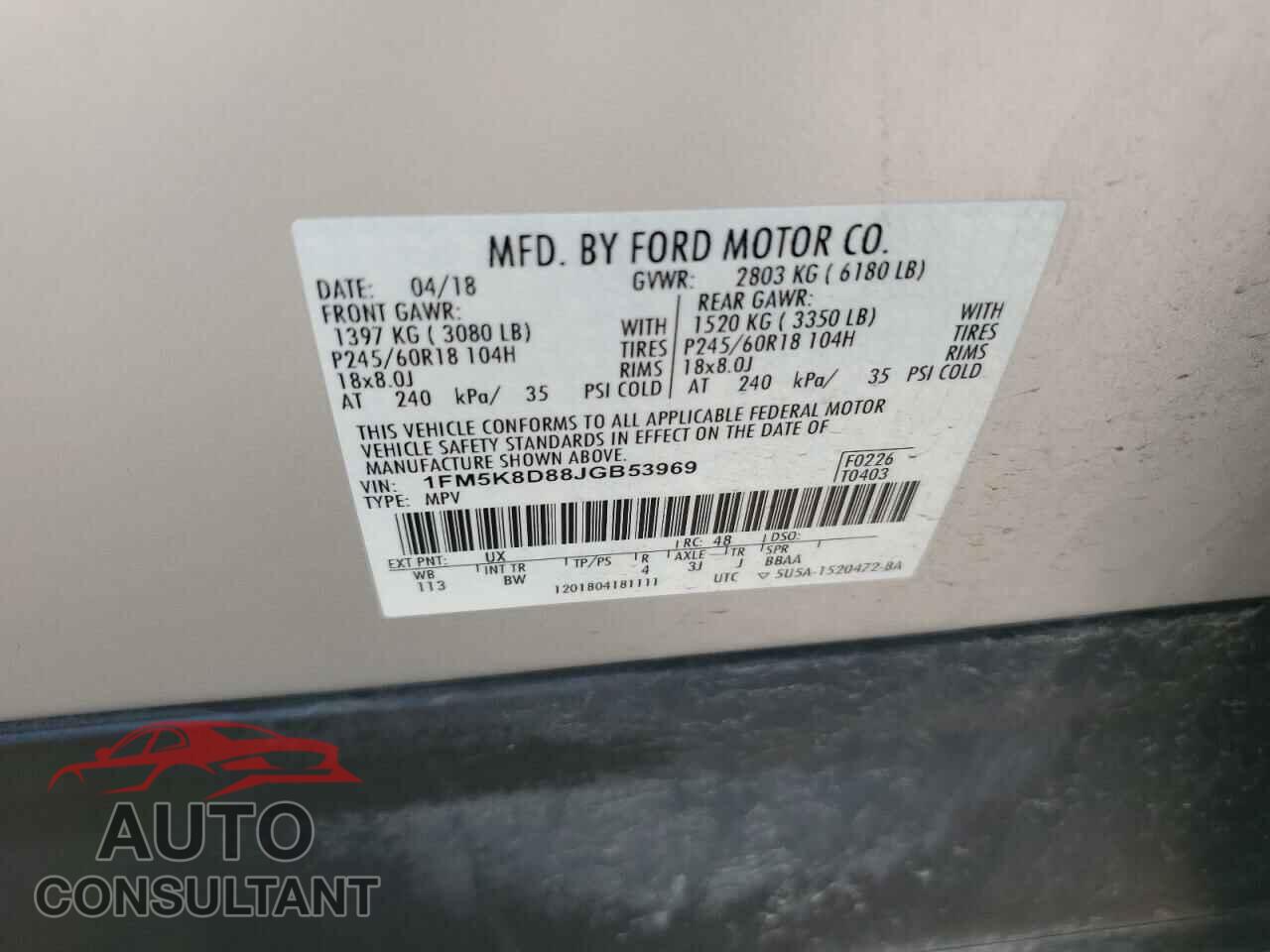 FORD EXPLORER 2018 - 1FM5K8D88JGB53969