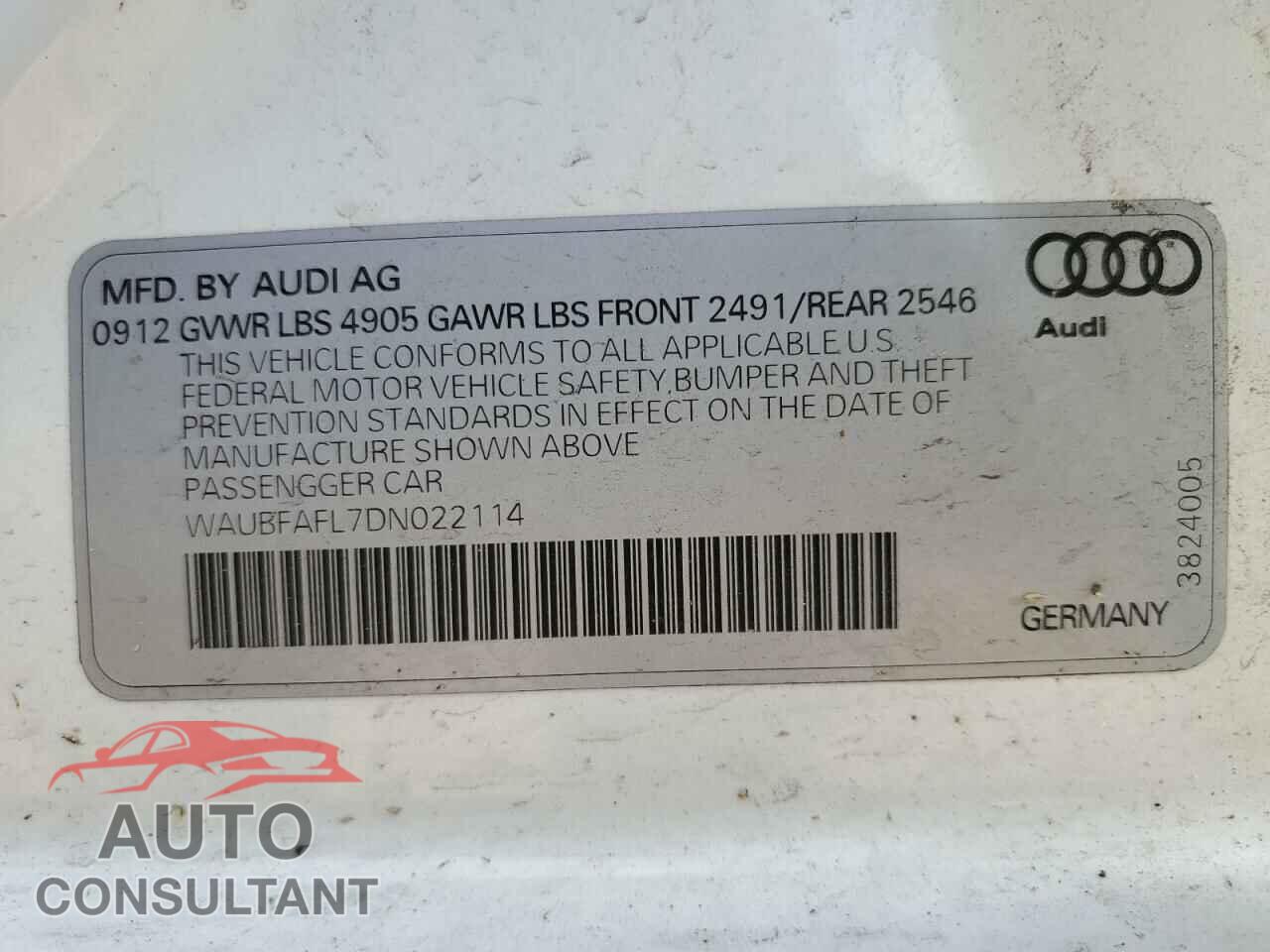 AUDI A4 2013 - WAUBFAFL7DN022114